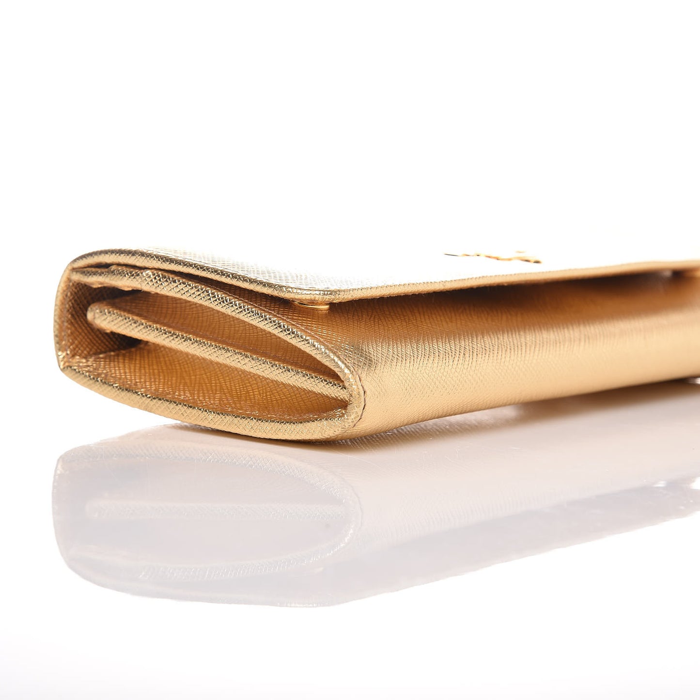 Saffiano Metal Continental Flap Wallet Platino