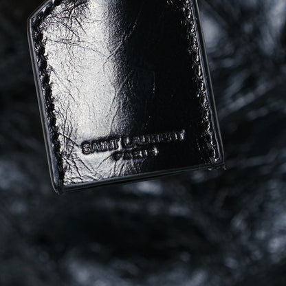 Saint Laurent Crinkled Calfskin Quilted East West Shopping Tote Black 10 of 11