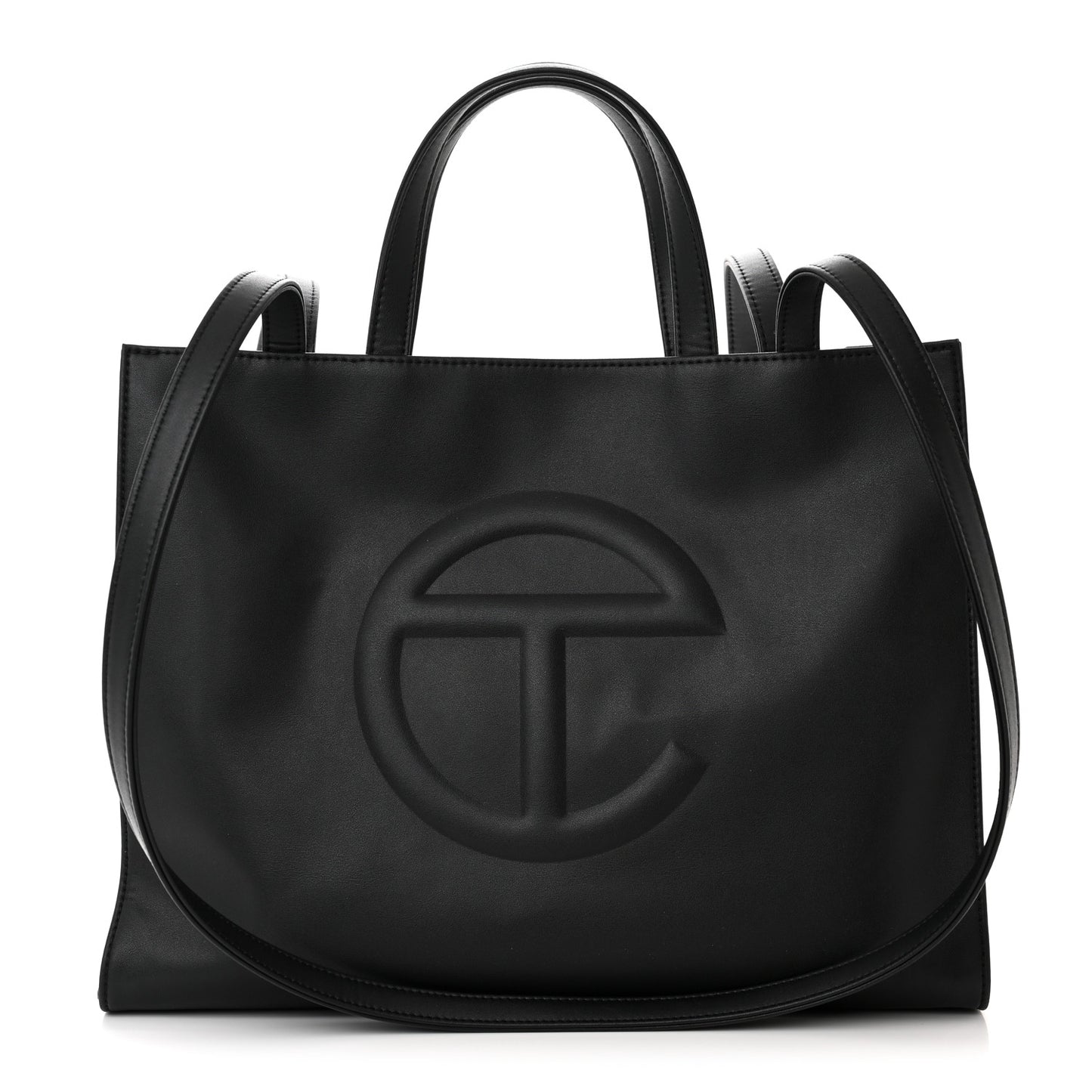 Vegan Leather Medium Shopping Bag Black