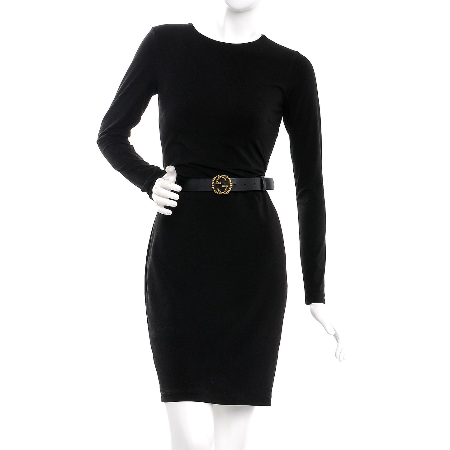 Margaux Calfskin Studded Interlocking G 30mm Belt 85 34 Black