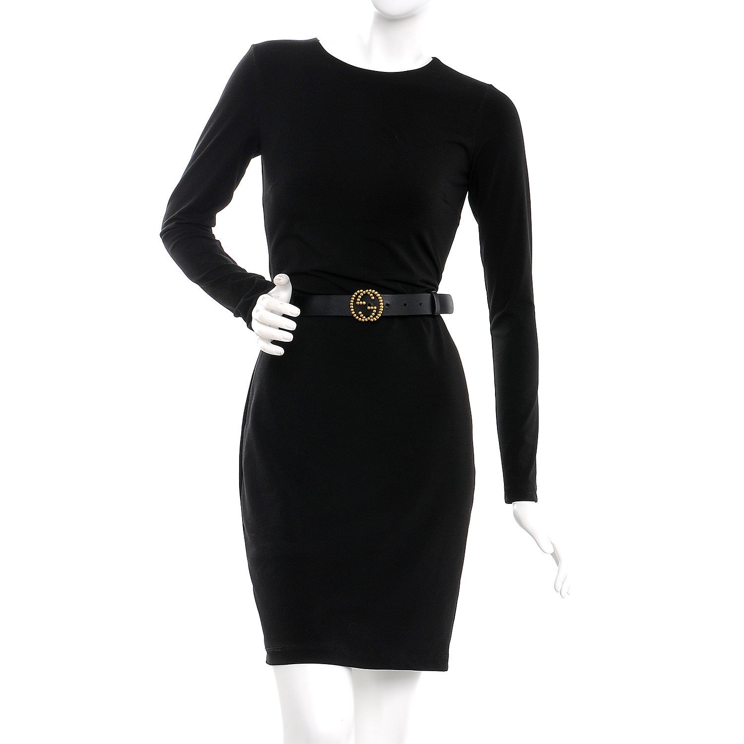 Gucci Margaux Calfskin Studded Interlocking G 30mm Belt 85 34 Black 2 of 7
