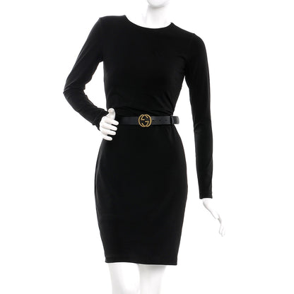 Gucci Margaux Calfskin Studded Interlocking G 30mm Belt 85 34 Black 2 of 7