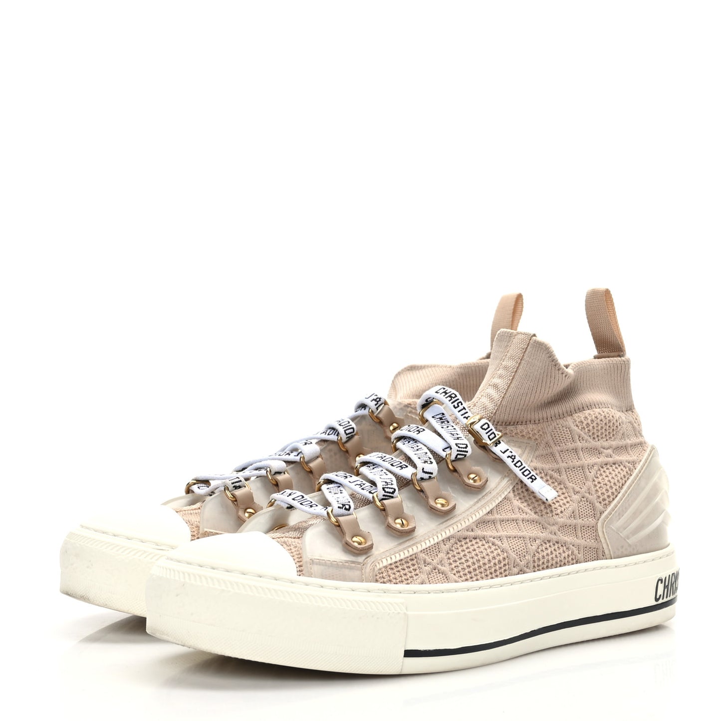 Technical Knit Womens Walk'n Dior High Top Sneakers 38 Nude