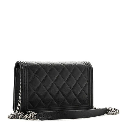 Chanel Caviar Quilted Boy Wallet On Chain WOC Black 3 of 12