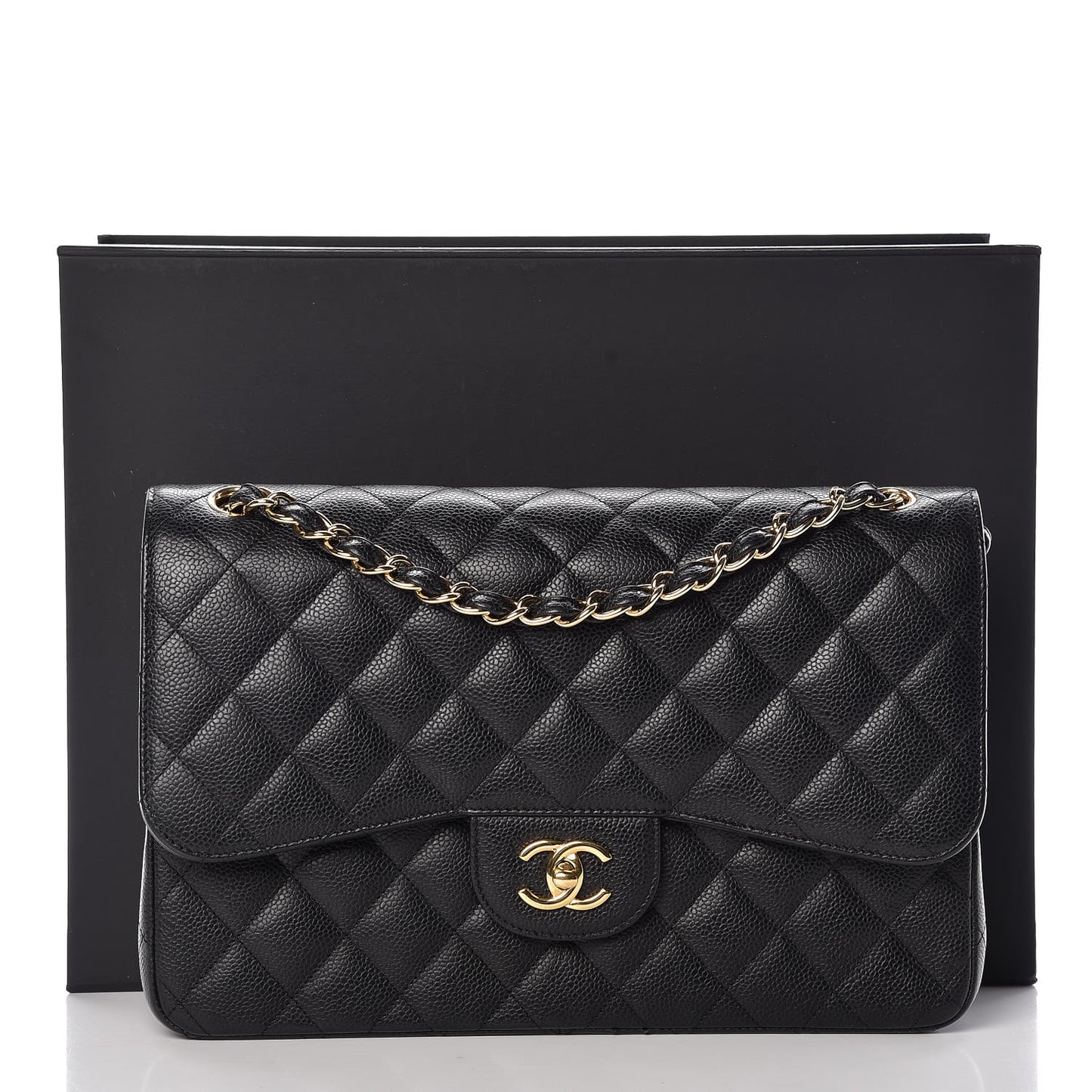 Caviar Quilted Jumbo Double Flap Black
