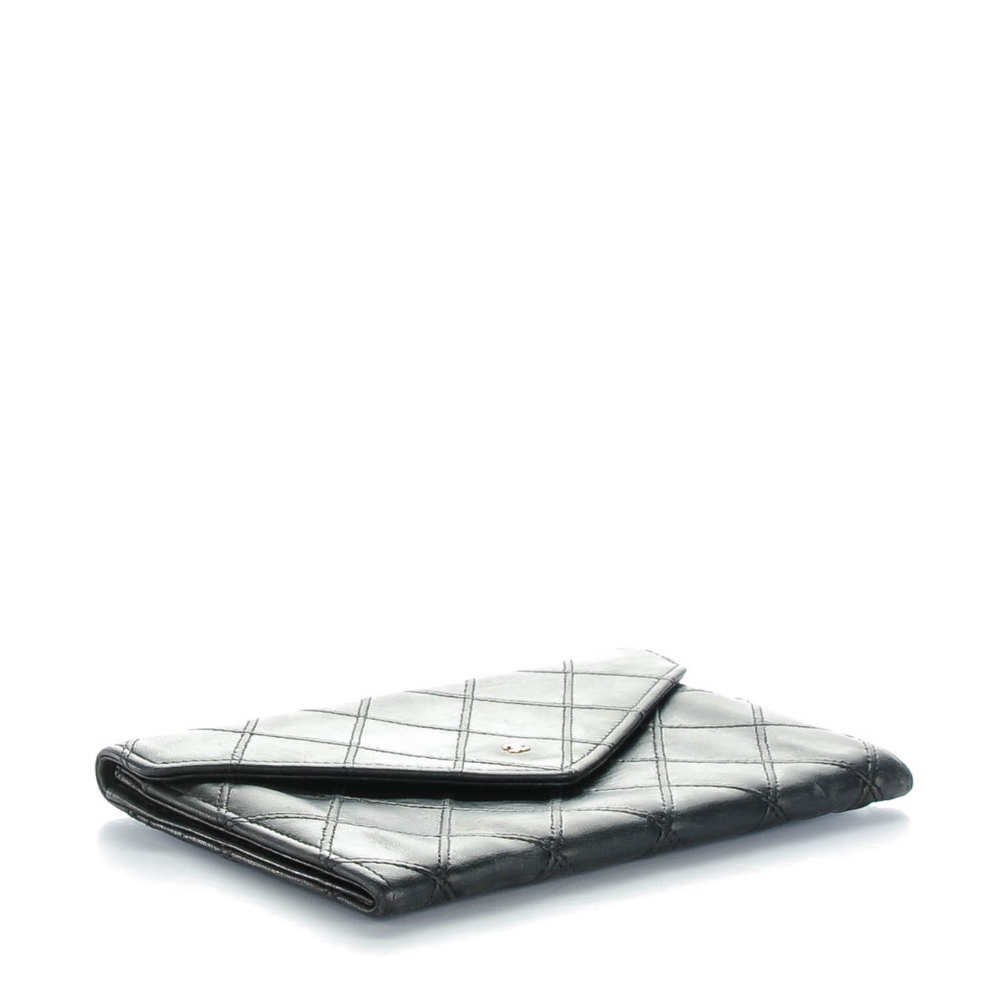 Lambskin Diamond Stitched Wallet Black