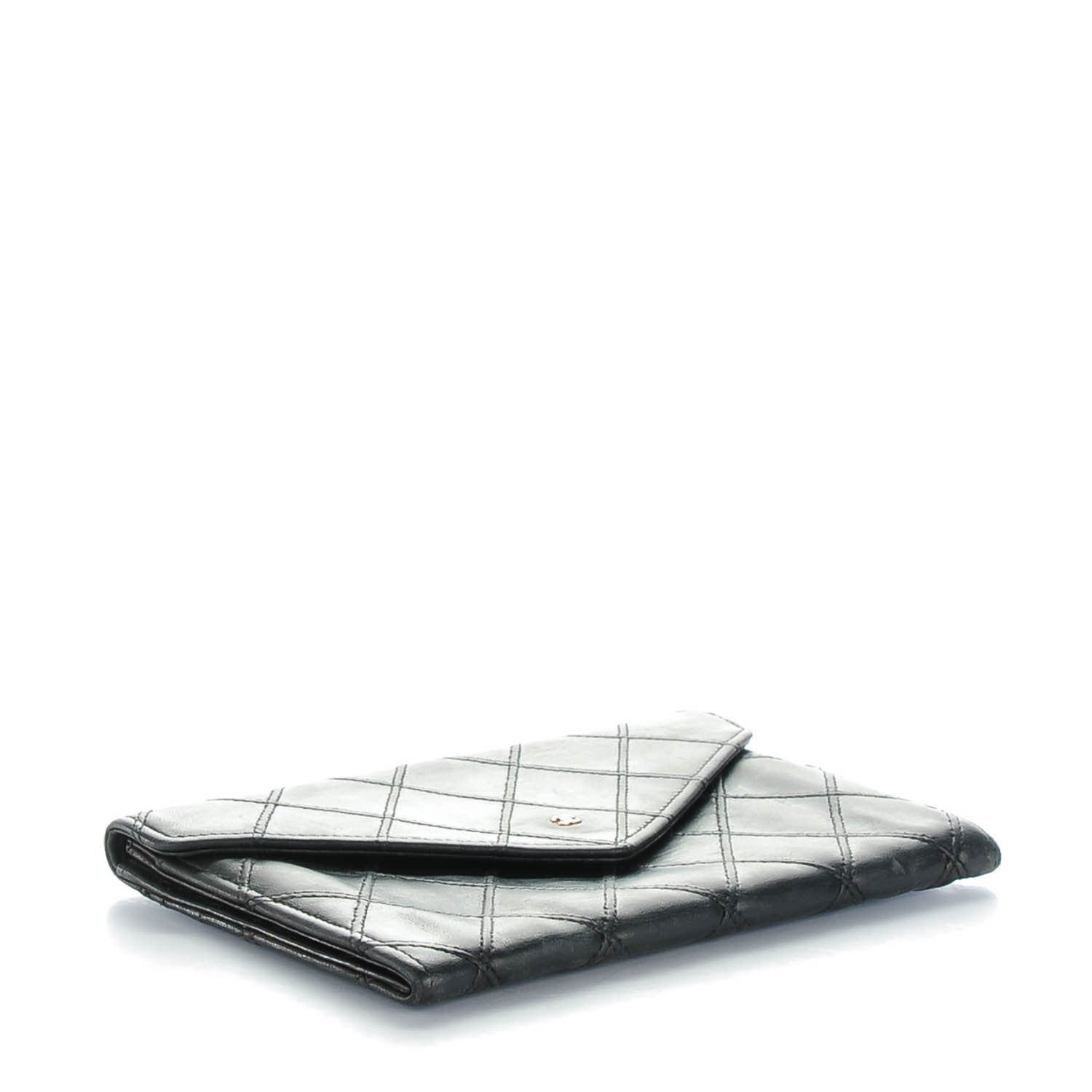 Chanel Lambskin Diamond Stitched Wallet Black 4 of 8