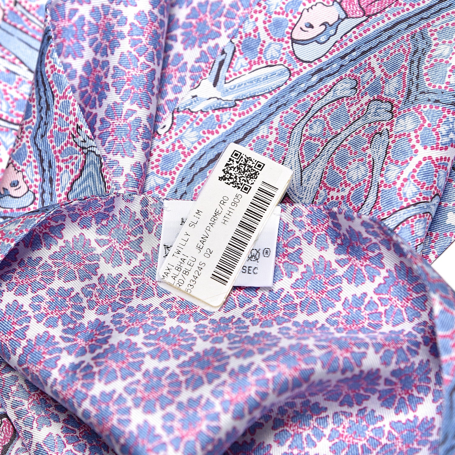 Hermes Silk Lalbhai Maxi Twilly Slim Blue Jean Parme Rose 3 of 3