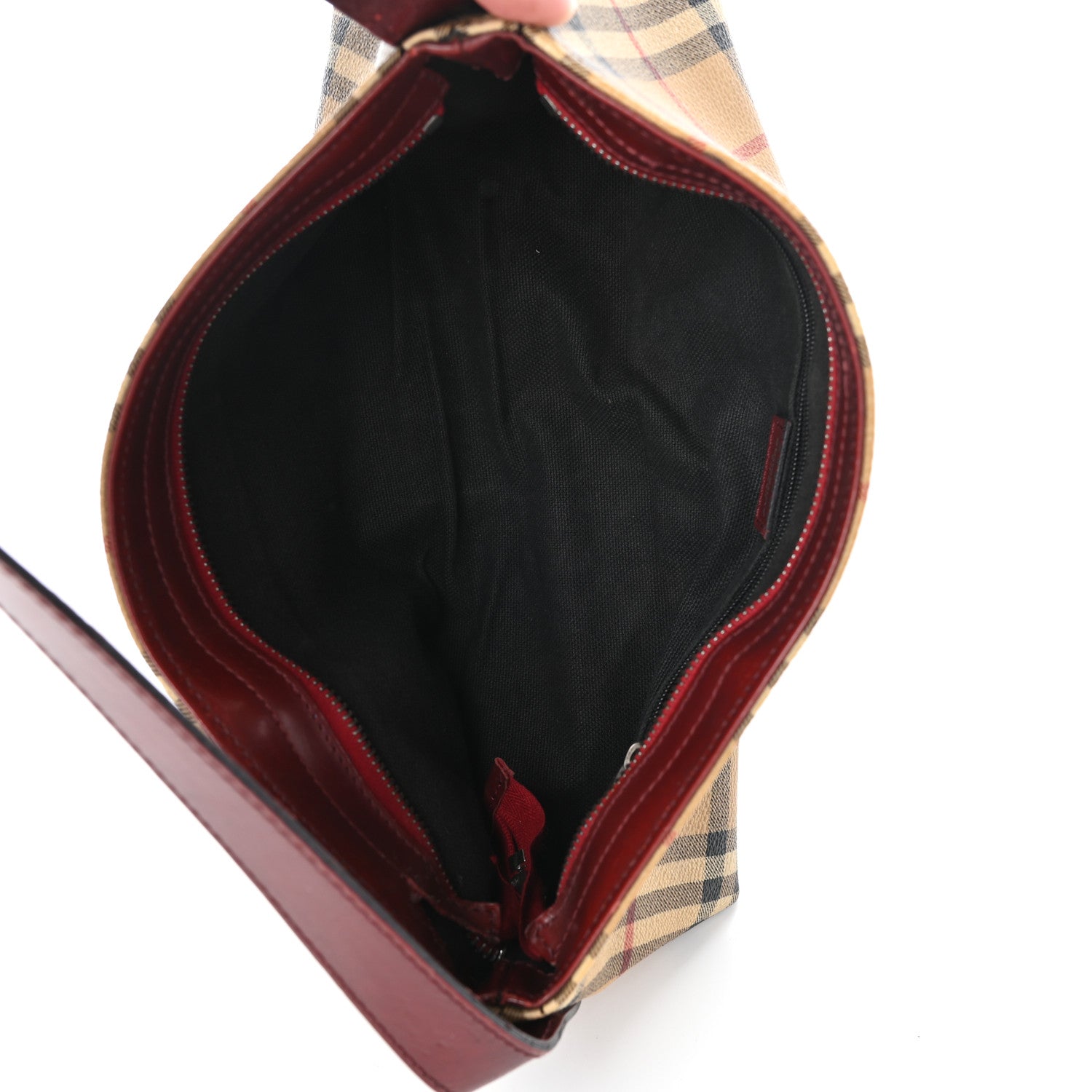 Burberry Haymarket Check Shoulder Bag Military Red 5 of 9