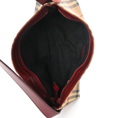 Burberry Haymarket Check Shoulder Bag Military Red 5 of 9
