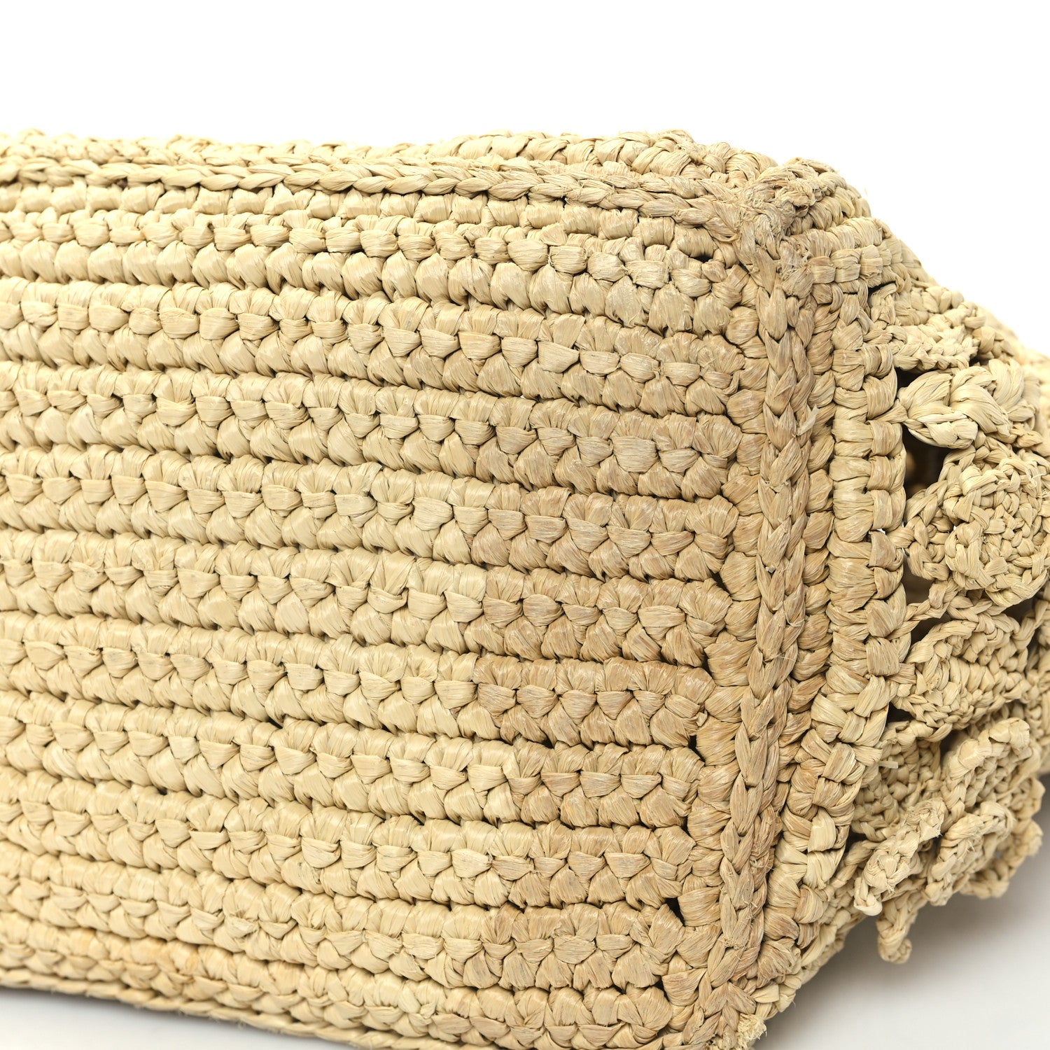 Christian Dior Woven Raffia Floral Embellished Small Book Tote Natural 13 of 14