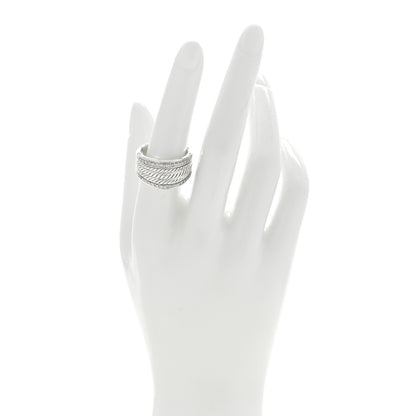 David Yurman Sterling Silver Diamond Cable Cigar Band Ring 54 7 2 of 4