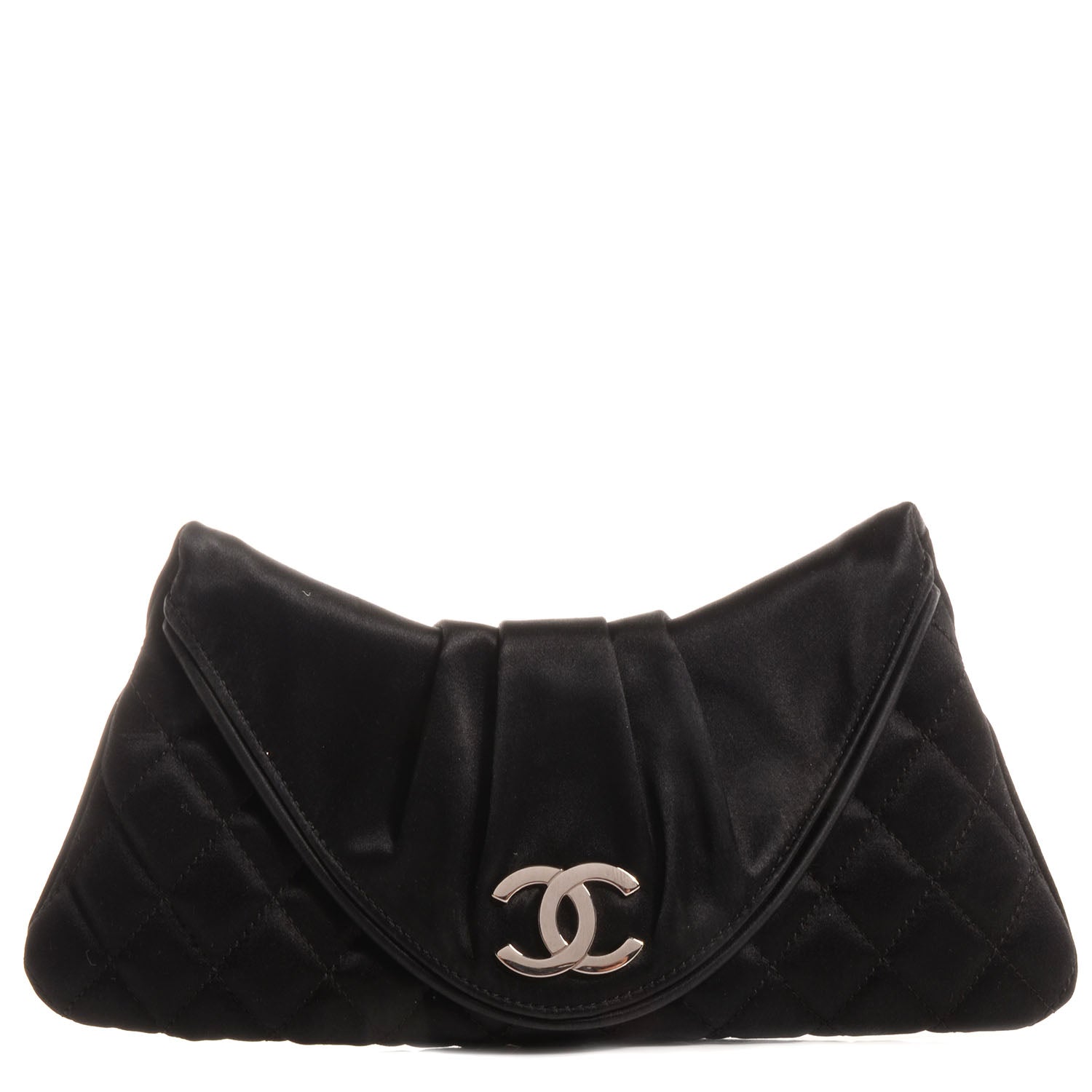 Chanel Satin Quilted Flap Clutch Black 1 of 7