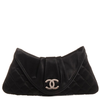 Chanel Satin Quilted Flap Clutch Black 1 of 7