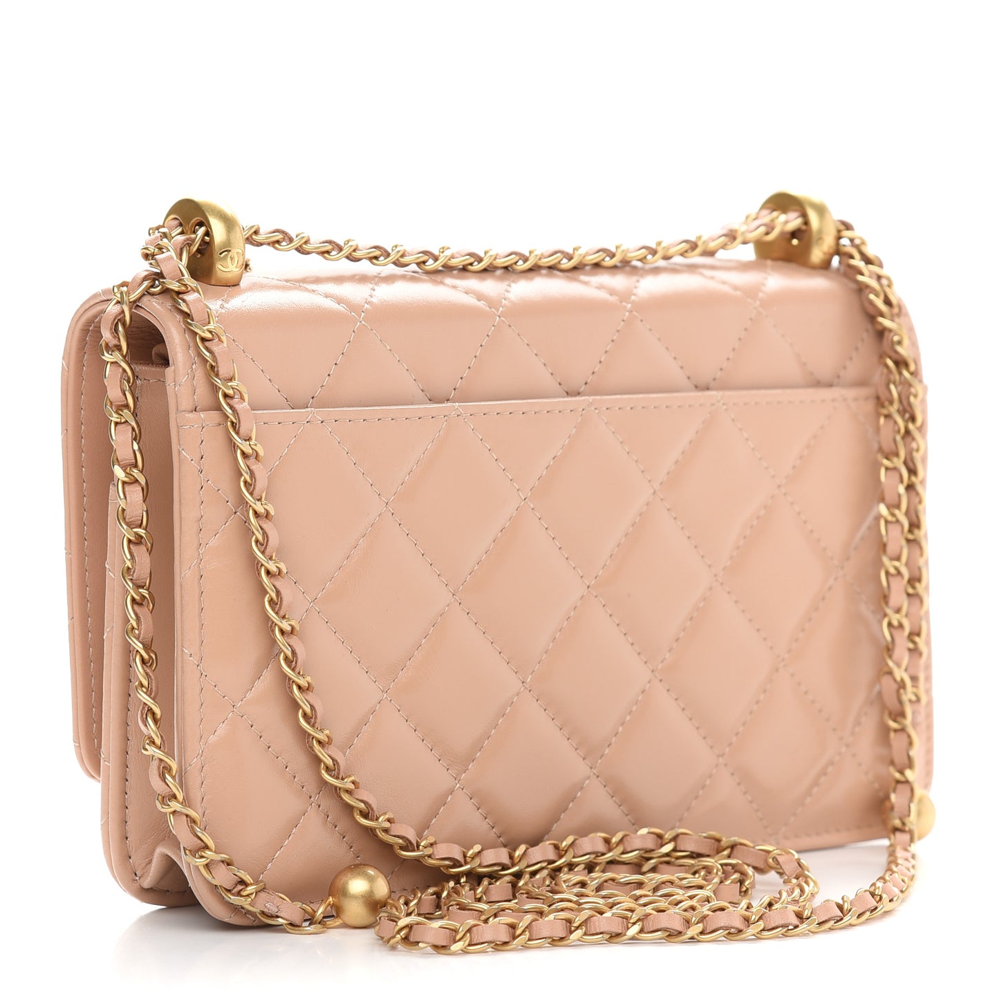 Calfskin Quilted Perfect Fit Wallet On Chain WOC Beige