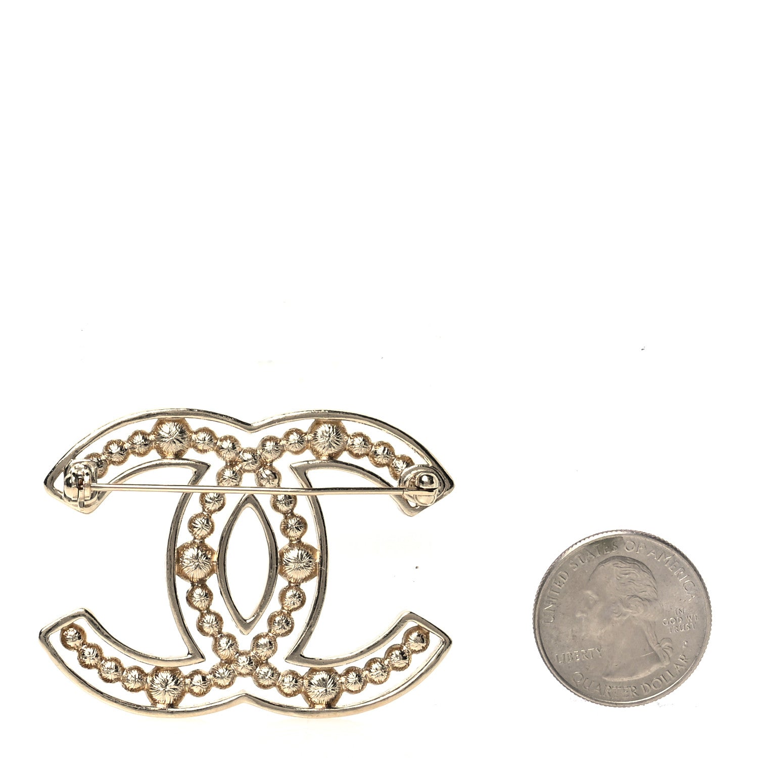 Chanel Pearl Crystal Sparkling Pearls CC Brooch Gold 2 of 3