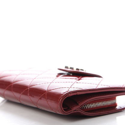 Chanel Patent Quilted Brilliant Zipped Pocket Wallet Dark Red 7 of 9
