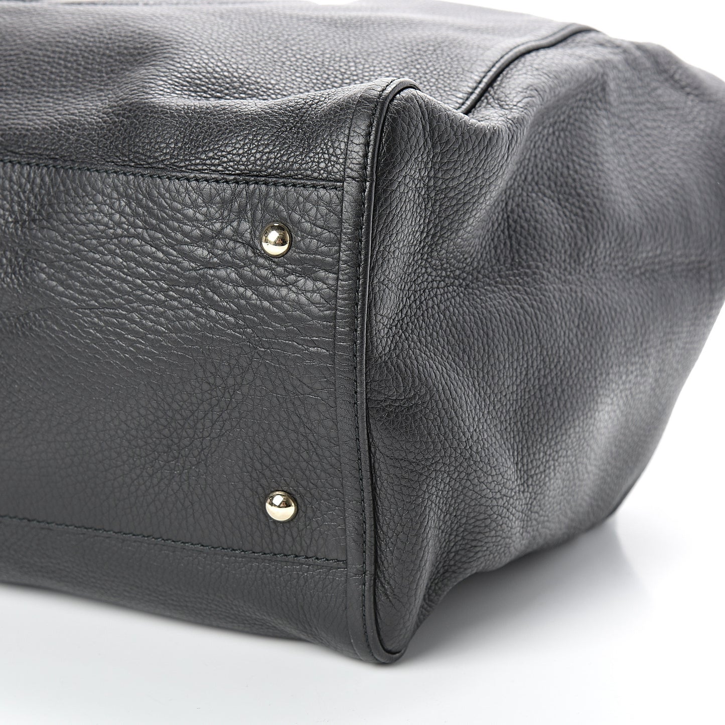 Pebbled Calfskin Large Soho Shoulder Bag Black