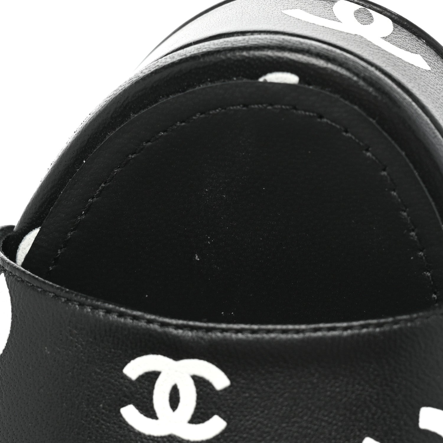 Chanel Printed Lambskin CC Platform Sandals 39 Black White 12 of 13