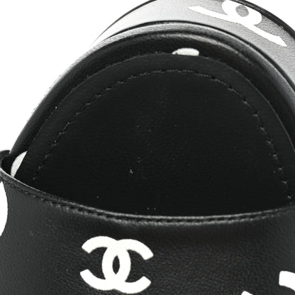 Chanel Printed Lambskin CC Platform Sandals 39 Black White 12 of 13