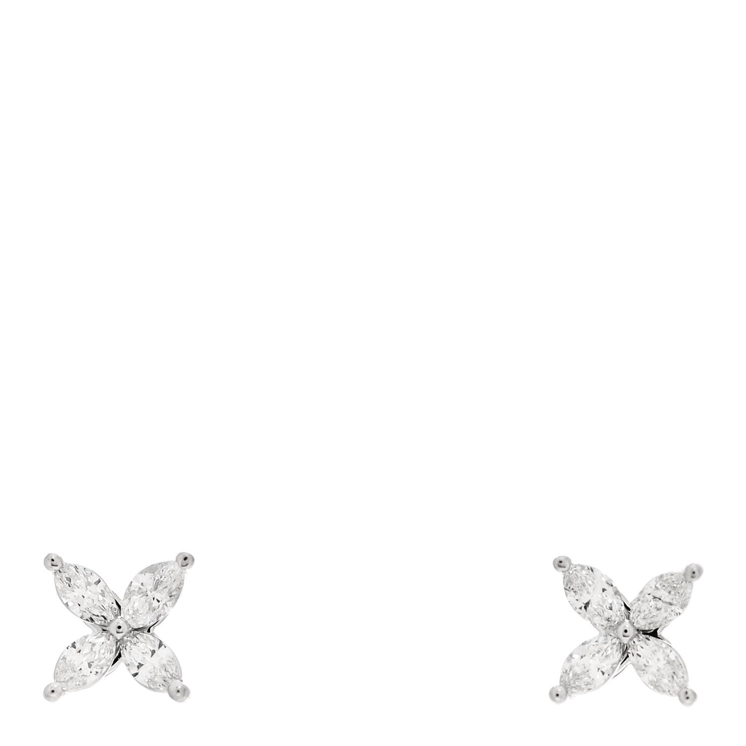 Tiffany Platinum Diamond .19ct Mini Victoria Earrings 1 of 4