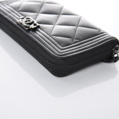 Chanel Caviar Quilted Boy Small Zip Around Wallet So Black 13 of 21