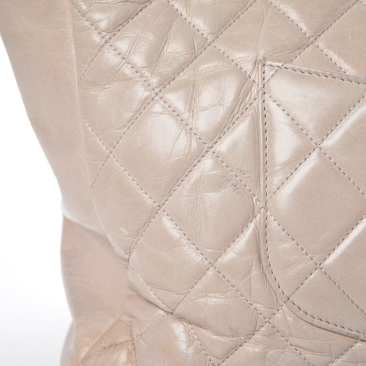 Glazed Calfskin Quilted Large Duo Color Tote Light Pink