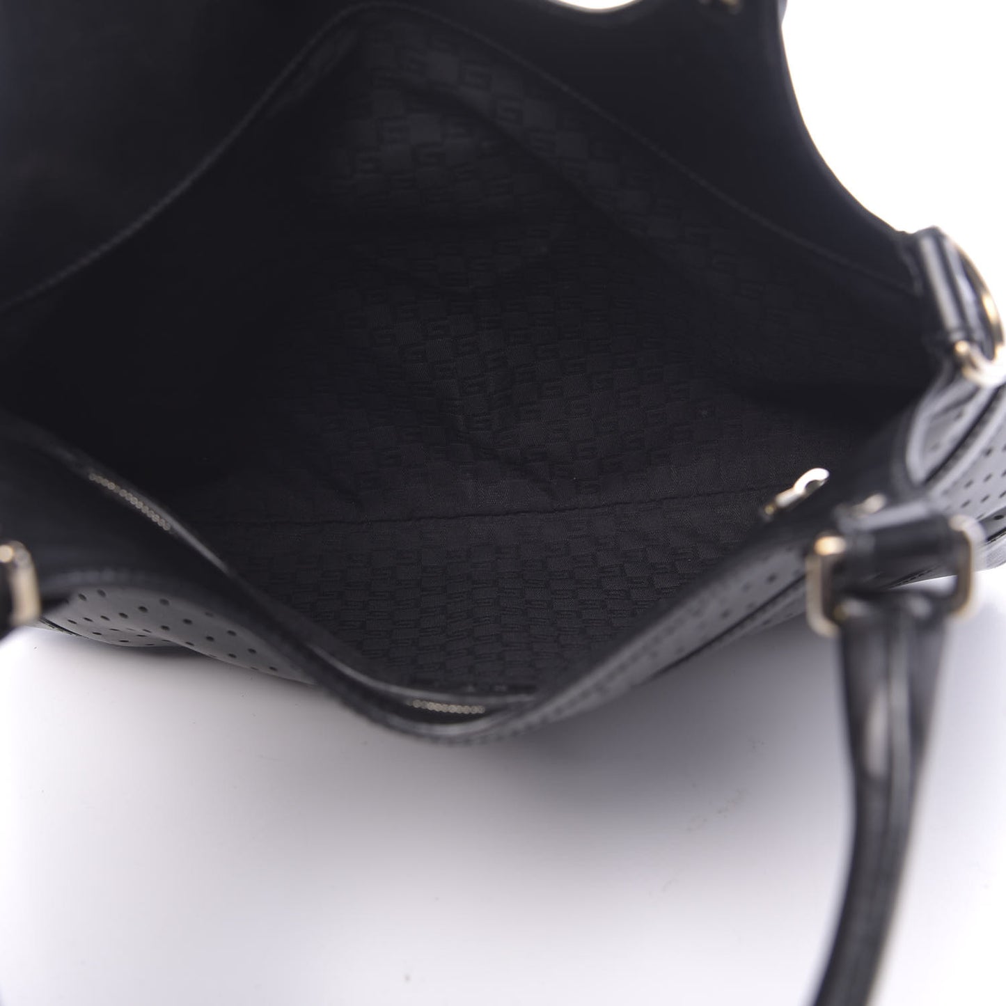 Calfskin Perforated GG Reins Hobo Black
