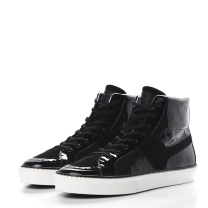 Louis Vuitton Suede Patent Calfskin Damier High Top Sneakers 8 Black 3 of 7