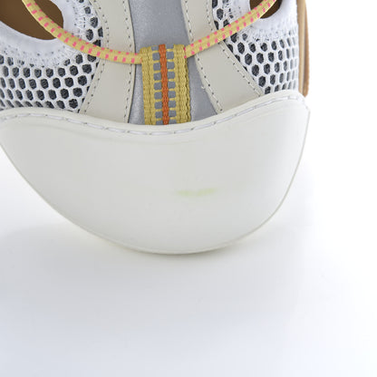 Gucci Mesh Fabric Mens Tinsel Sport Sandals 10.5 White Silver 8 of 9