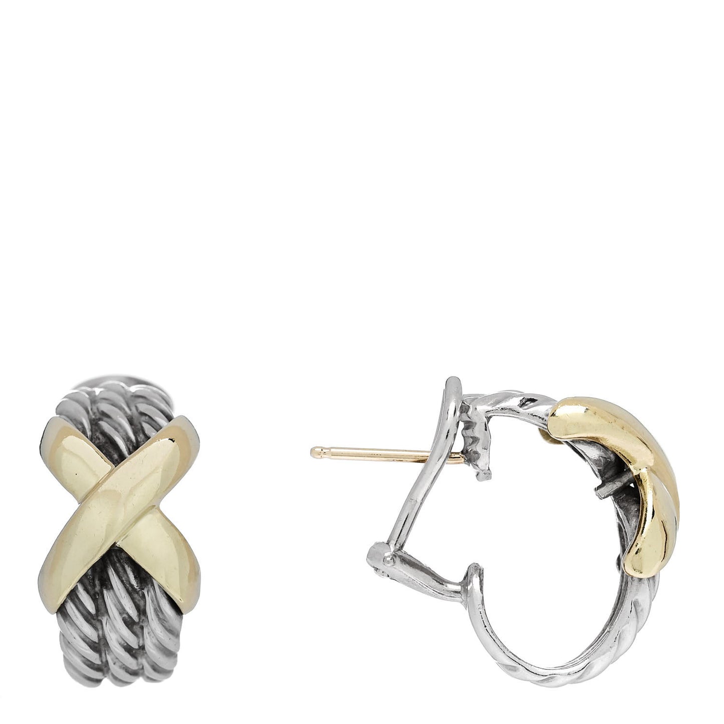 Sterling Silver 14K Yellow Gold Cable Classics X Earrings