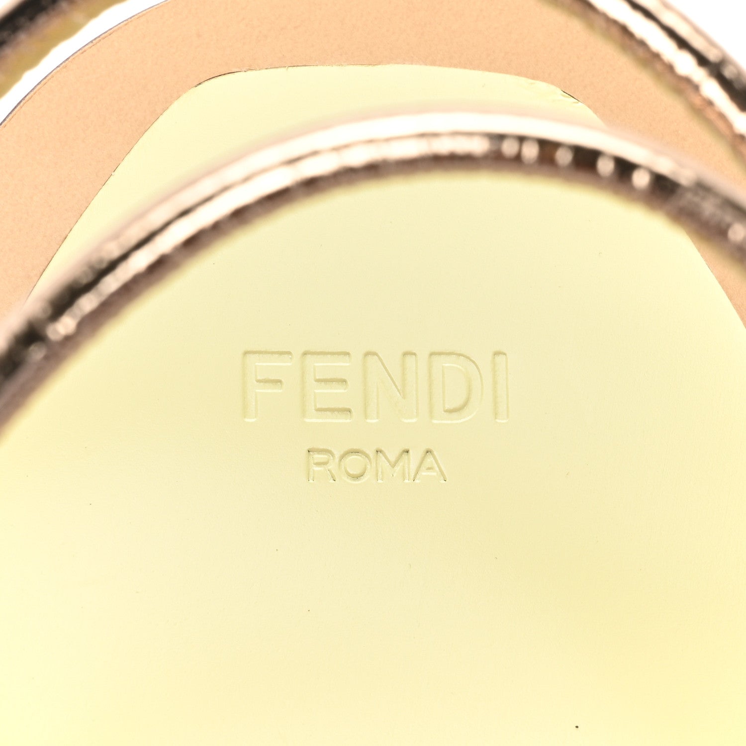 Fendi Metallic Nappa Fendi O'Lock Gladiator Flat Sandals 39 Argento Stagno Champagne 7 of 7