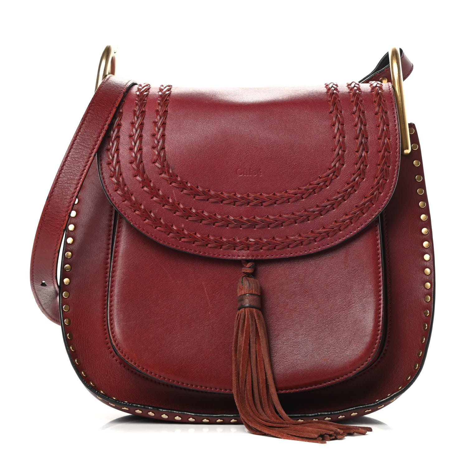 Chloe Calfskin Braided Small Hudson Shoulder Bag Sienna Red 1 of 20
