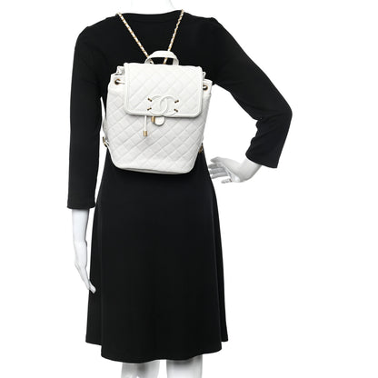 Chanel Caviar Quilted Filigree Backpack White 2 of 12