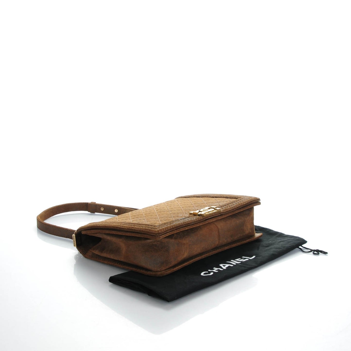 Nubuck Quilted Large Boy Flap Brown