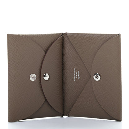 Hermes Epsom Calvi Duo Card Case Etoupe 5 of 7