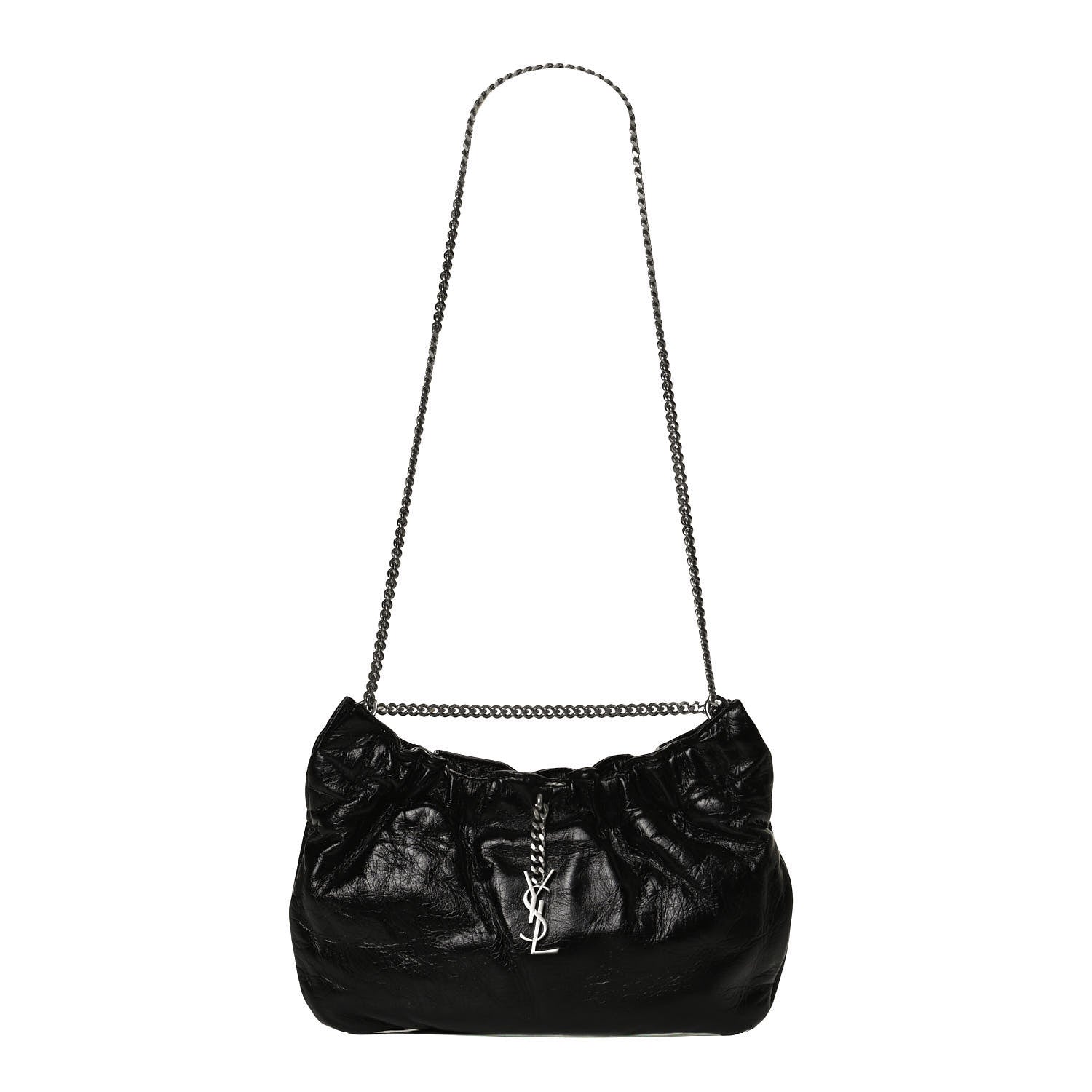 Saint Laurent Calfskin Pac Ruched Hobo Black 1 of 11