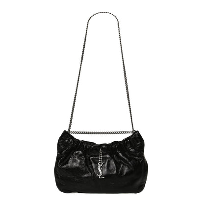 Saint Laurent Calfskin Pac Ruched Hobo Black 1 of 11