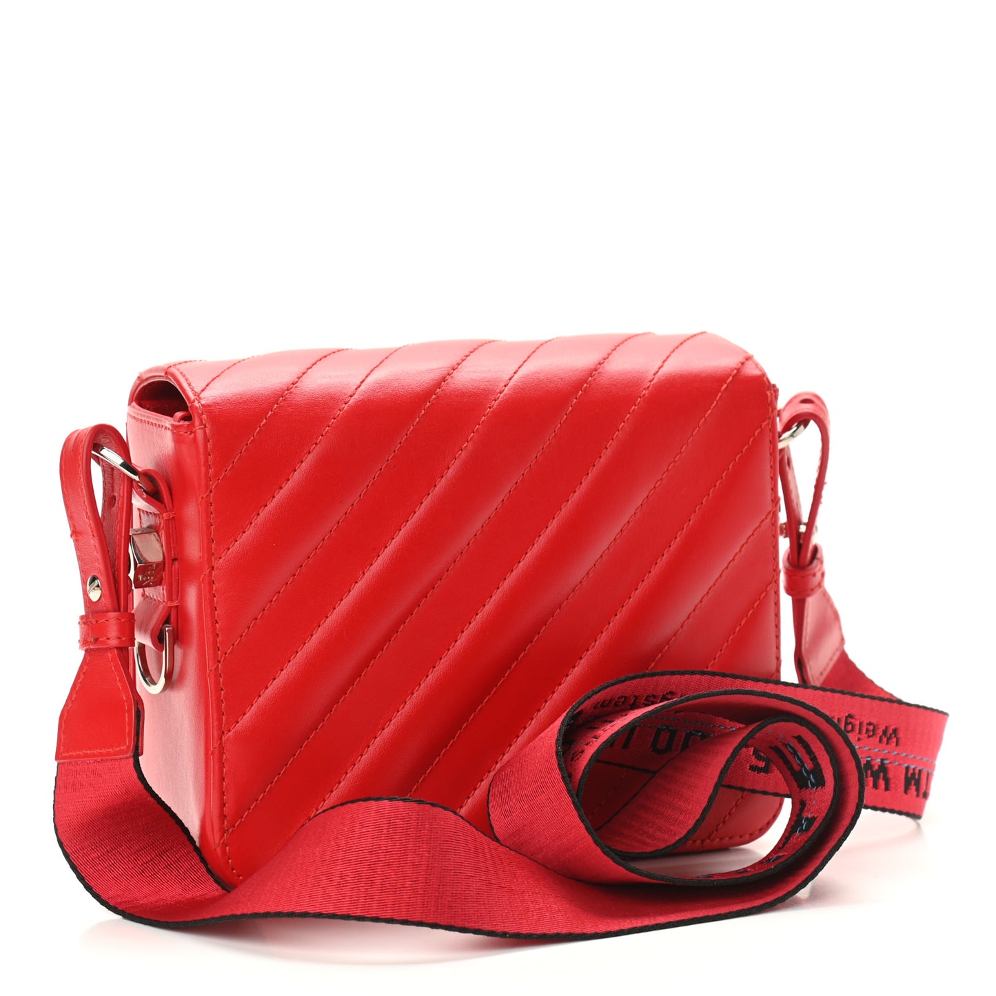 Calfskin Padded Diag Binder Flap Bag Red