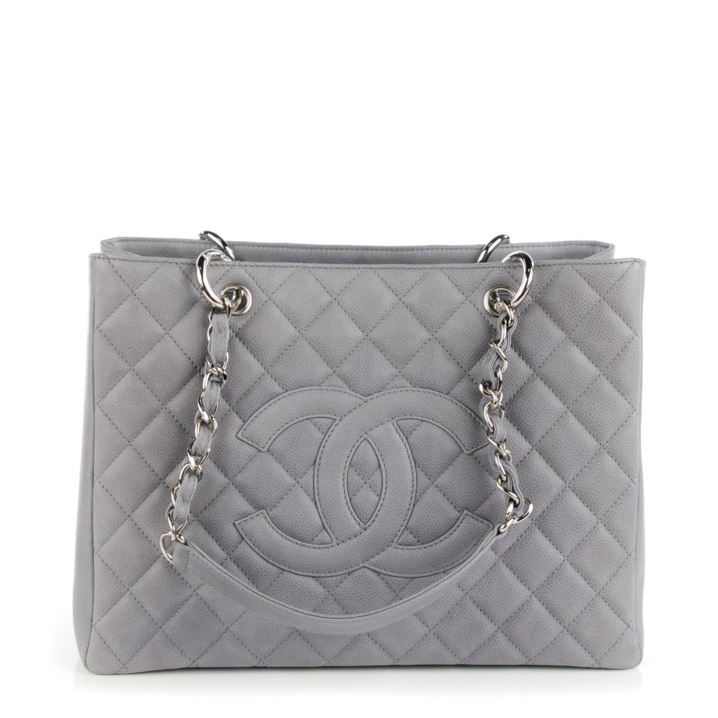 Caviar Quilted Grand Shopping Tote GST Light Grey