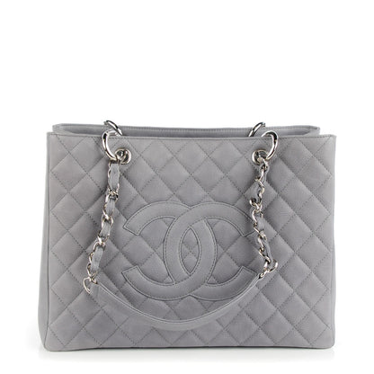 Chanel Caviar Quilted Grand Shopping Tote GST Light Grey 1 of 7