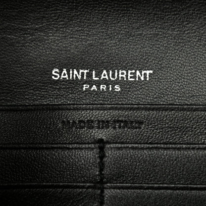 Saint Laurent Lambskin Y Quilted Monogram Large Loulou Flap Wallet Black 6 of 7