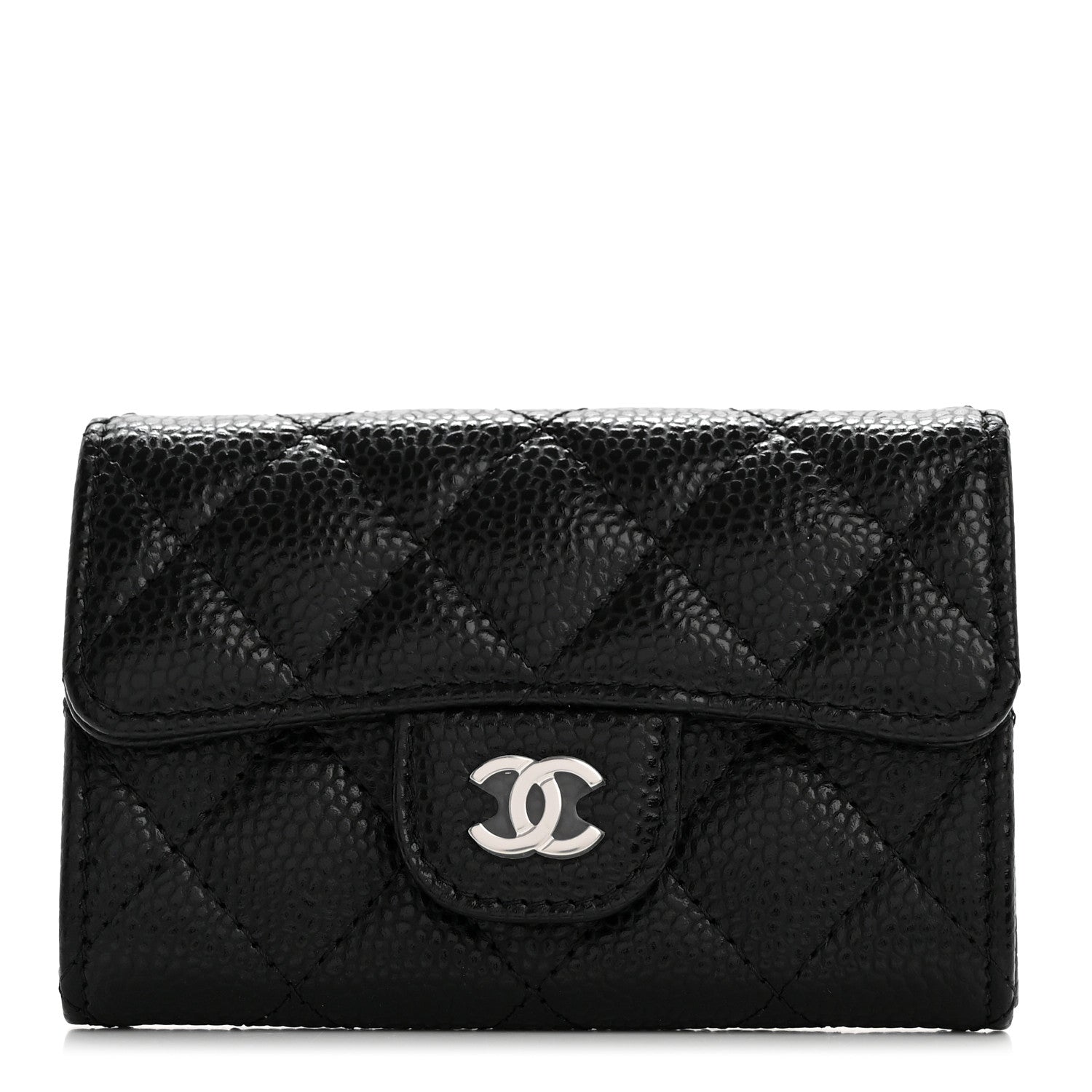 Chanel Caviar Quilted Flap Card Holder Wallet Black 1 of 9