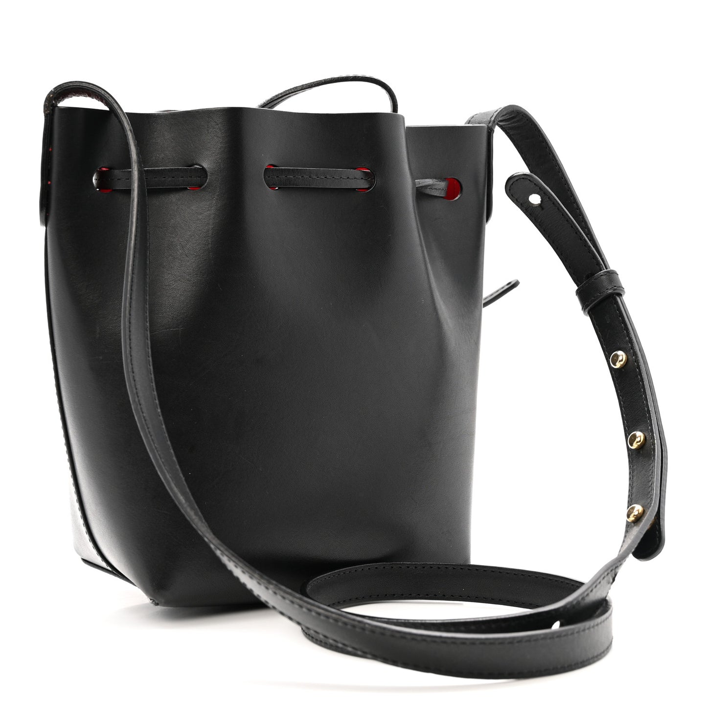 Vegetable Tanned Calfskin Mini Mini Bucket Bag Black Flamma