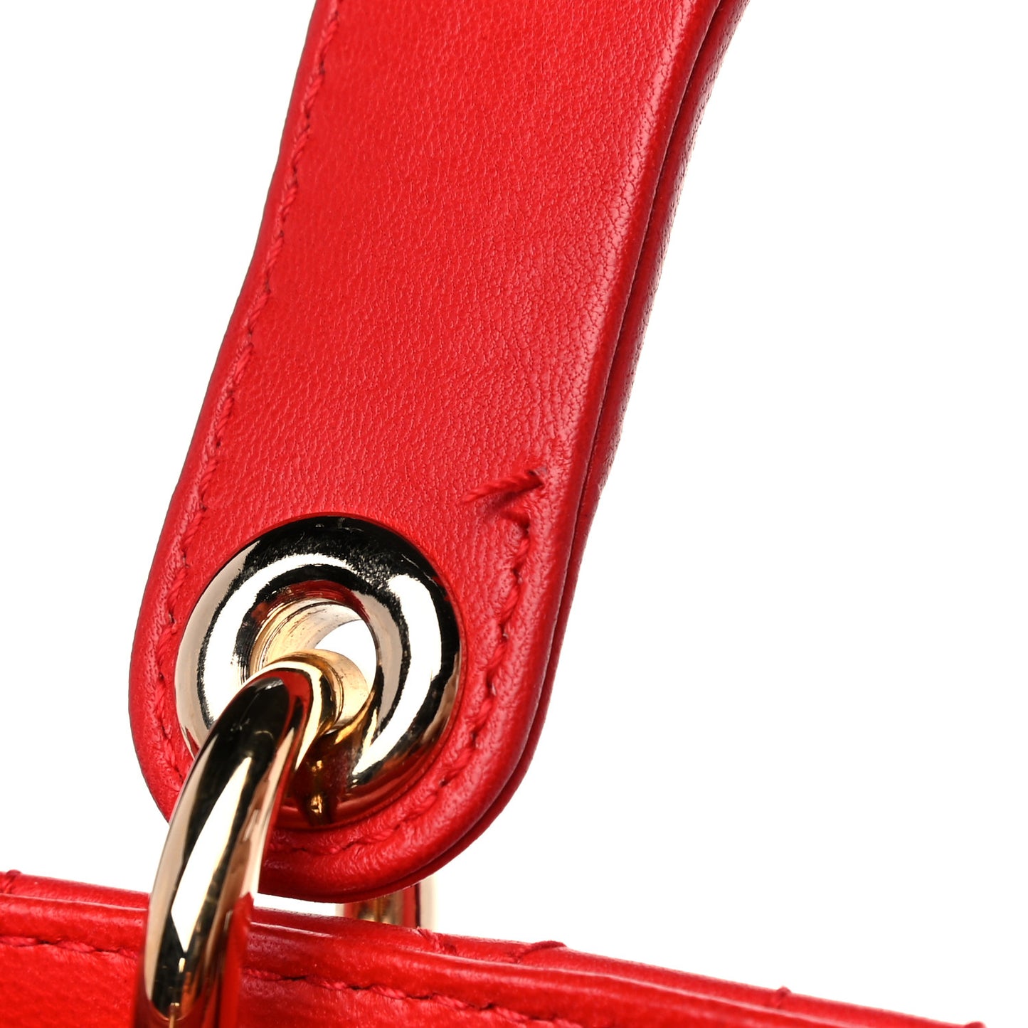 Lambskin Cannage Small Lucky Badges My Lady Dior Red