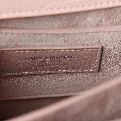 Saint Laurent Calfskin Crocodile Embossed Medium Monogram Sunset Powder Pink 8 of 10