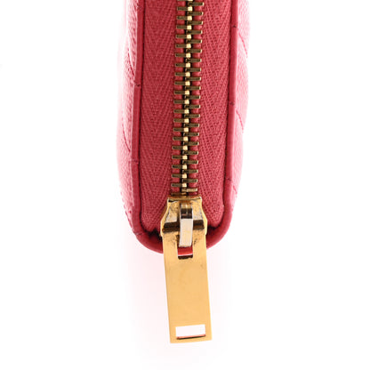 Saint Laurent Grain De Poudre Matelasse Chevron Monogram Zip Around Wallet Rose Clair 9 of 16
