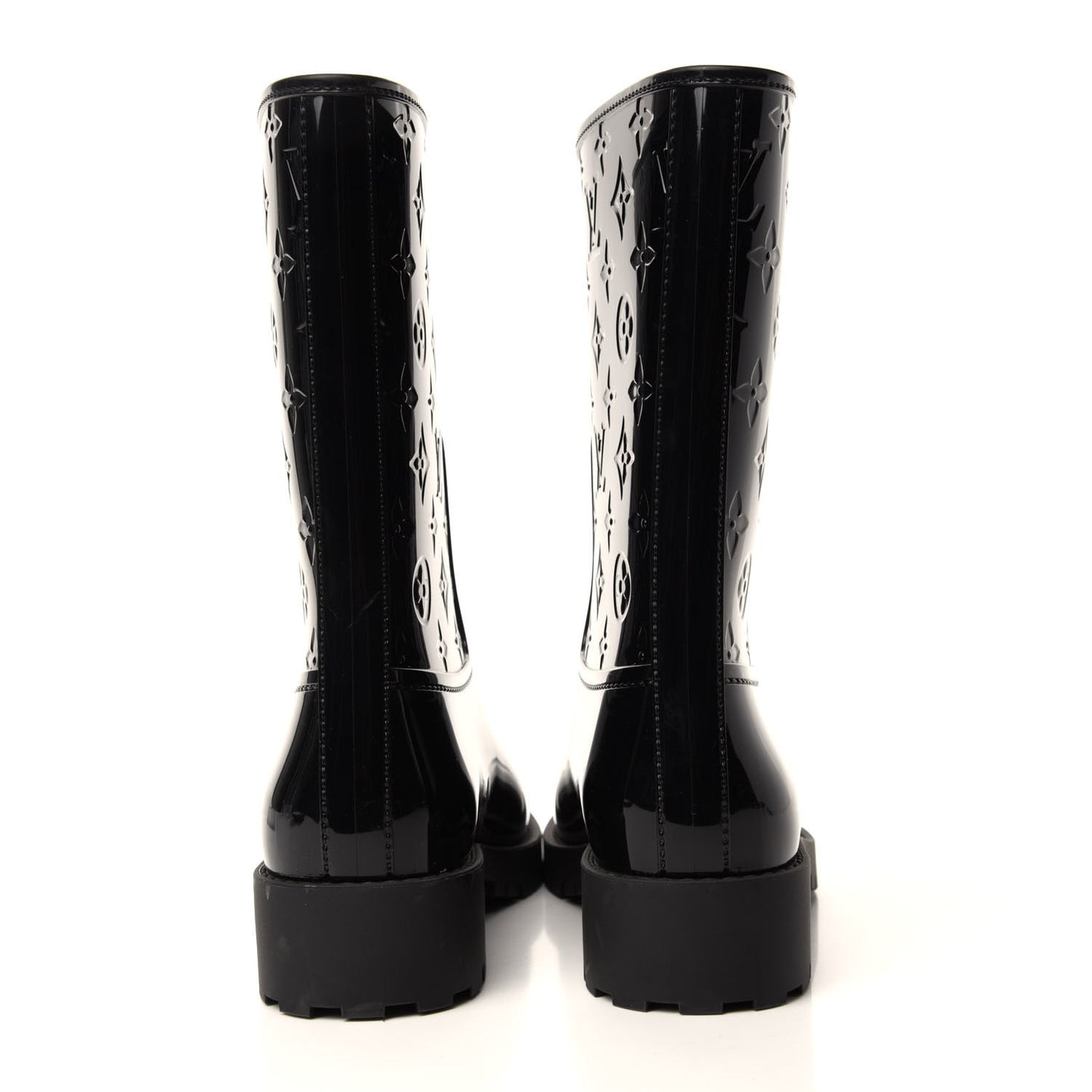 Rubber Embossed Monogram Drops Flat Half Boots 39 Black