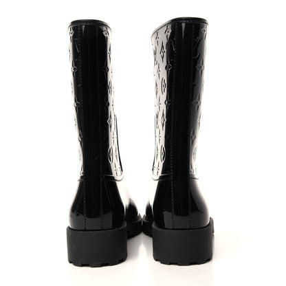 Louis Vuitton Rubber Embossed Monogram Drops Flat Half Boots 39 Black 5 of 8