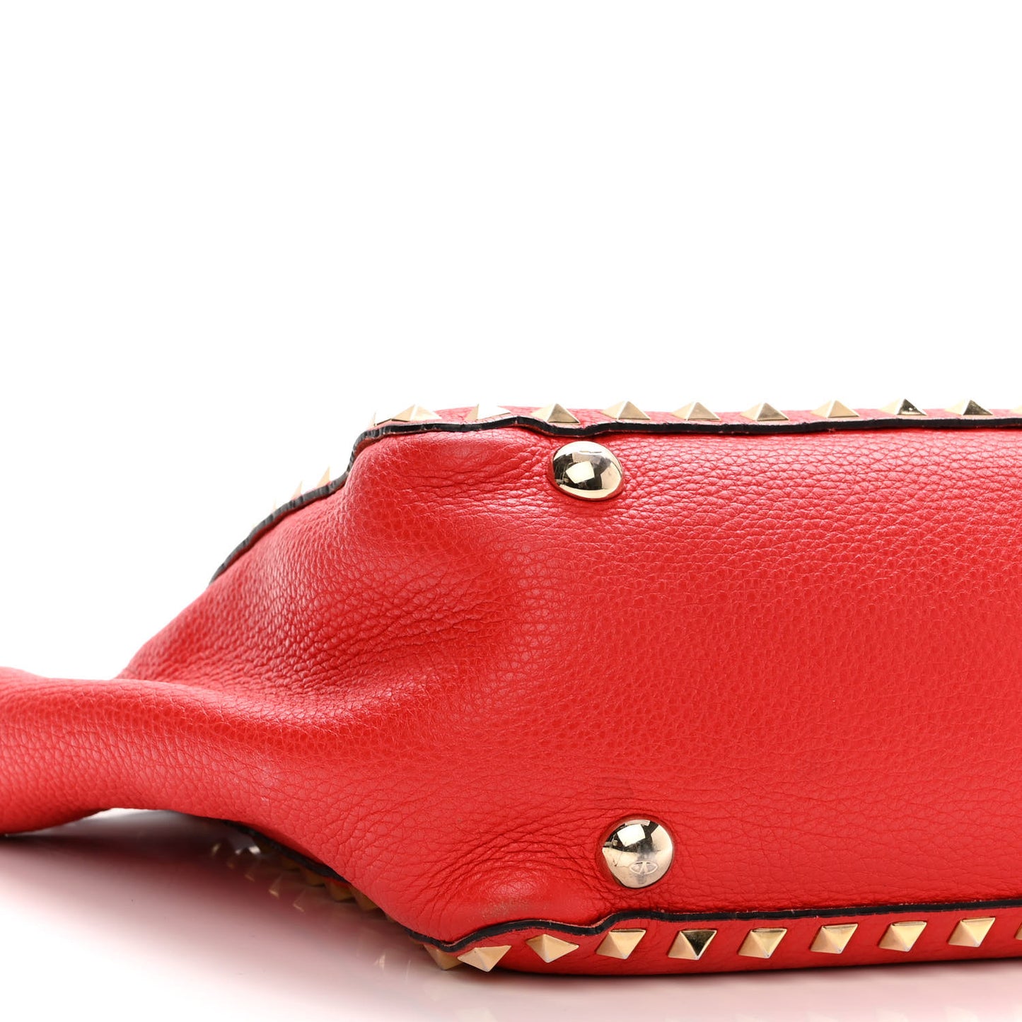 Pebbled Calfskin Small Rockstud Tote Deep Orange